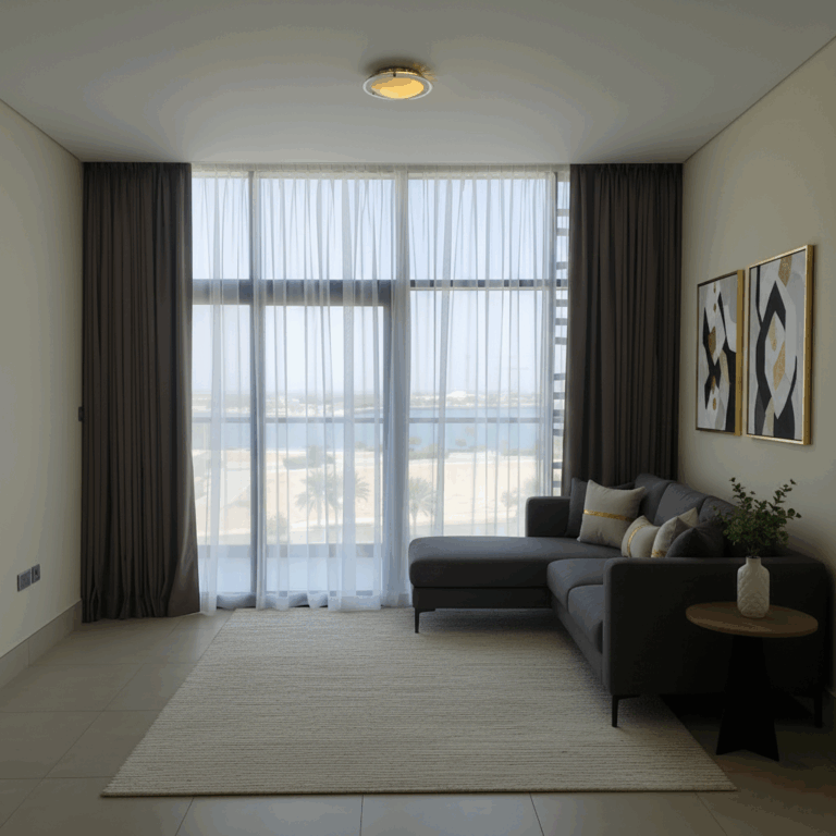 white brown curtain work